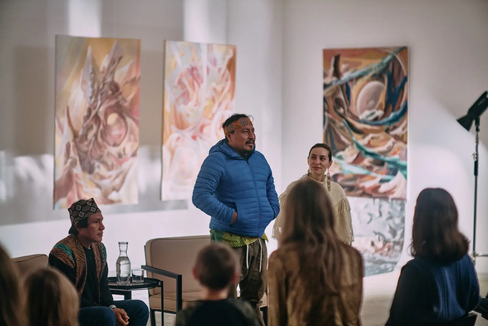 A conversation with the audience among paintings at Dimension of the Heart